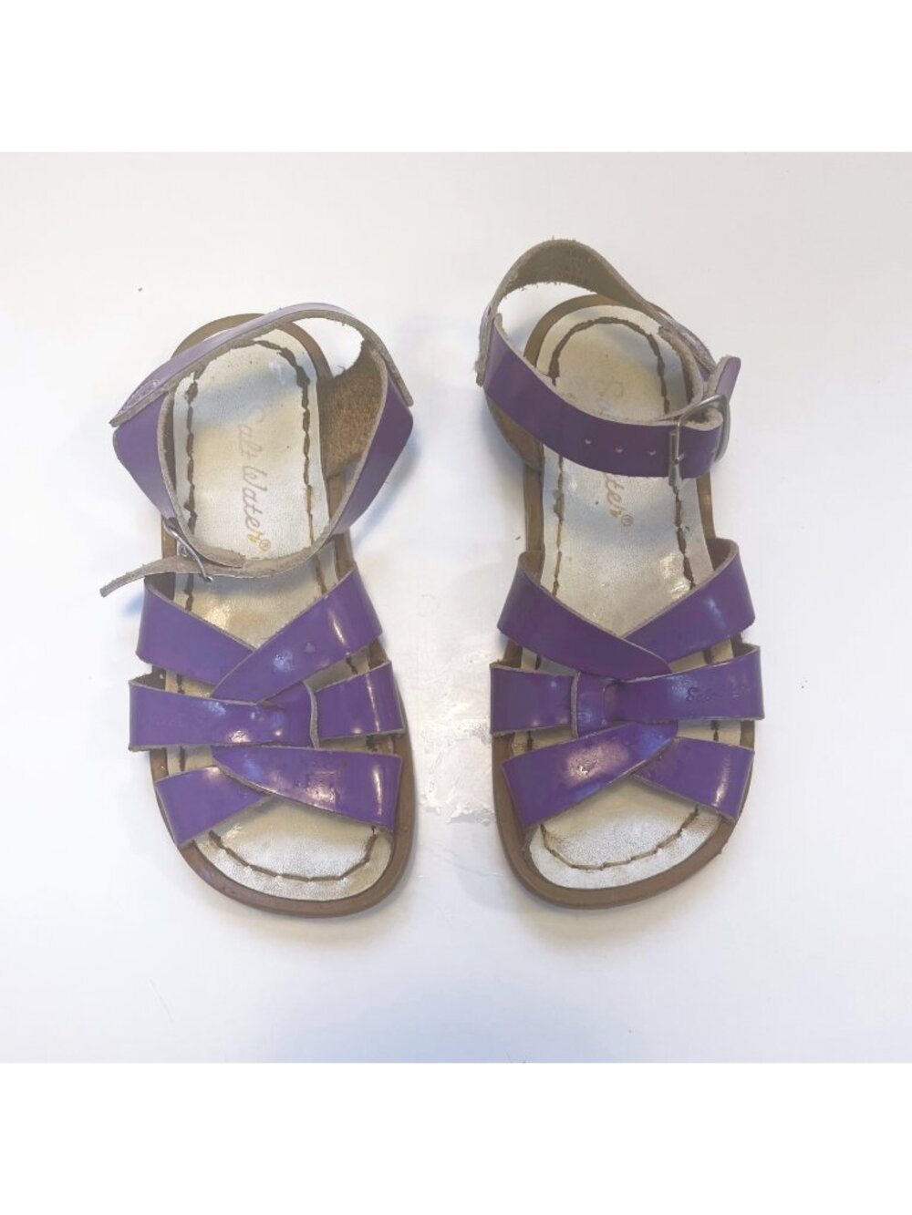 Salt Water Shiny Purple Sandals, Size 11